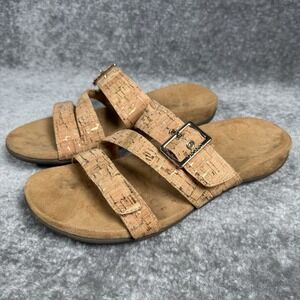 Vionic Skylar Sandals Shoes Women's Size 8 Brown Cork‎ Strappy Buckle Orthotic